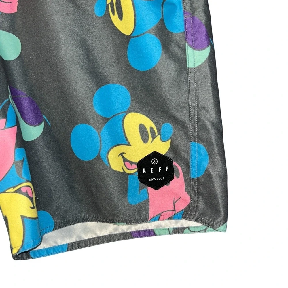 Mens Neff Disney Mickey Mouse Psychedelic Swim Board Short Size Small Pockets